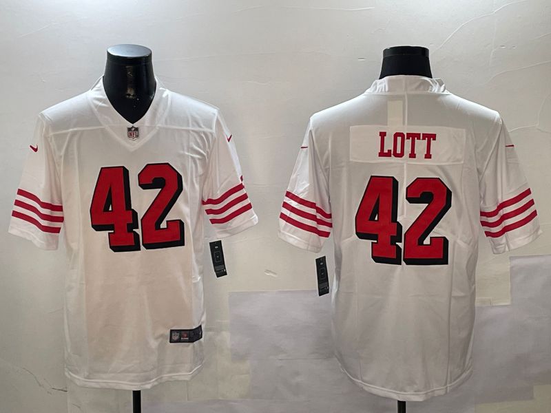 Men San Francisco 49ers #42 Lott White Throwback 2024 Nike Limited NFL Jersey style 0104